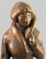 Nagy Géza (1921-2003): Kabátos nő. Bronz, jelzett, m: 40 cm /// Géza Nagy (1921-2003): Woman in a Co...