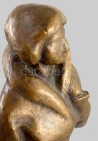 Nagy Géza (1921-2003): Kabátos nő. Bronz, jelzett, m: 40 cm /// Géza Nagy (1921-2003): Woman in a Co...