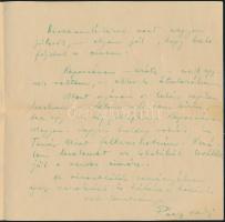 cca 1940-1944 Kolozsvár, Rácz Vali (1911-1997) színész és énekesnő saját kézzel írt levele, Rácz Val...