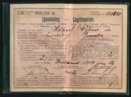 1919 Bp., magyar és osztrák vasutakra érvényes, fényképes vasúti igazolvány