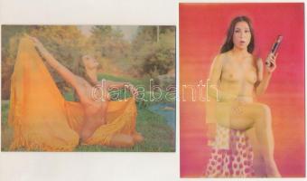 2 db MODERN dimenziós, hologramos erotikus hölgyek képeslap / 2 modern 3D erotic women postcards