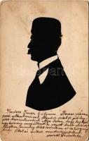 Man in hat silhouette art postcard s: Gustav Grünberger (EM)