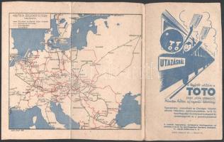 1951 Magyarország autóbuszhálózatának térképe, hátoldalán a külföldi összeköttetések hálózata, illet...
