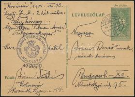 1944 Kolozsvár, Józan Miklós (1869-1946) erdélyi magyar unitárius püspök saját kezűleg megírt levelezőlapja, "Unitárius Püspöki Hivatal Kolozsvár" bélyegzéssel