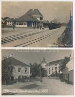 Steinakirchen am Forst - 2 pre-1945 photo postcards: railway station, street view