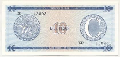 Kuba DN (1985.) 10P "C" deviza tanúsítvány második kiadás T:UNC Cuba ND (1985.) 10 Pesos "C" Foreign Exchange Certificates second edition C:UNC Krause FX22