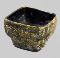 Mihály Béla: Retro szárazvirág váza. Jelzett, 13x13x9 cm