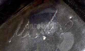 Mihály Béla: Retro szárazvirág váza. Jelzett, 13x13x9 cm