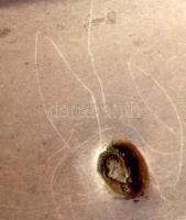 Kristály talpas kínáló, ezüst (Ag) szerelékkel, jelzett, d: 14 cm, m: 9,5 cm, lepattanással