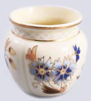 Zsolnay búzavirág mintás váza. Jelzett, hibátlan, m: 6 cm