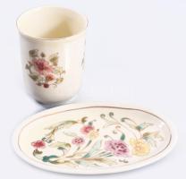 Zsolnay Exclusiv ékszeres tálca d: 11,5 cm + pohár m: 6,5 cm
