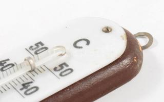 Antik hőmérő, lapja kő / porcelán, h: 16 cm