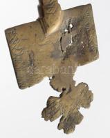Etióp ortodox kereszt. 20. sz. eleje, bronz, 34x18 cm