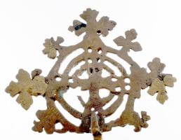 Etióp ortodox kereszt. 20. sz. eleje, bronz, 34x18 cm