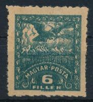 Debrecen II 1919 6f próbanyomat kettős nyomattal, sárgás gumi nélküli papíron / margin proof witth double print Signed: Bodor