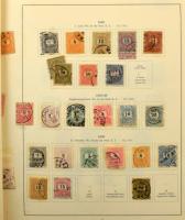 1874-1941 Magyar gyűjtemény előnyomott osztrák albumban, benne sorok, hiányos sorok, néhány hírlapbélyeg és portó összeállítás.