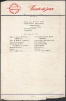 Magyar Sajtó Háza étlap/menü, hajtva, kissé sérült lapszélekkel, 37x24 cm