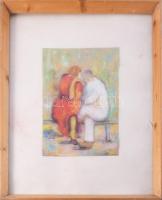 TM jelzéssel: Pár. Pasztell, papír. Üvegezett fakeretben. 29,5x21 cm
