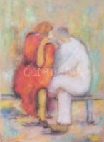 TM jelzéssel: Pár. Pasztell, papír. Üvegezett fakeretben. 29,5x21 cm