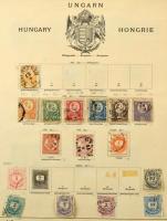 1871-1945 Magyar gyűjtemény maradvány előnyomott albumlapokon, berakólapon, jobb kiadásokkal, értékekkel, sorokkal, töredék sorokkal. Magas katalógus érték!!