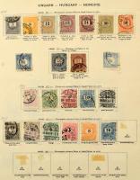 1871-1945 Magyar gyűjtemény maradvány előnyomott albumlapokon, berakólapon, jobb kiadásokkal, értéke...