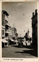 1935 Constanta, Konstanca; Drumul spre centru / street view, automobile, mosque, shops, beer hall (fl)
