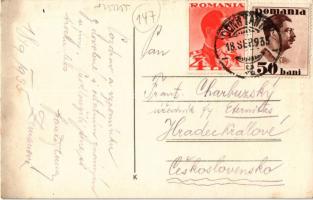 1935 Constanta, Konstanca; Drumul spre centru / street view, automobile, mosque, shops, beer hall (f...