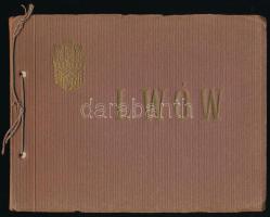 cca 1930 Lwów (Lviv, Lemberg) városát bemutató album 16 db fekete-fehér képpel, Kraków, Salon Malarzy Polskich kiadása, kiadói zsinórfűzéses papírkötésben, megkímélt állapotban, 16x21 cm