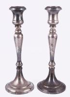 Ezüstözött gyertyatartó pár, m: 24,5 cm