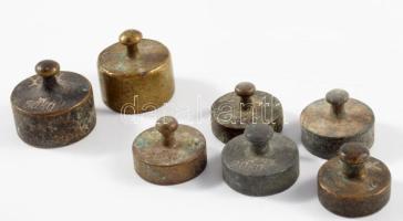 7 darab régi réz súly