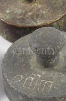 7 darab régi réz súly