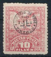 Debrecen II 1919 10f fényes papíron fordított felülnyomással / Mi 81 with inverted overprint, Sign: Bodor