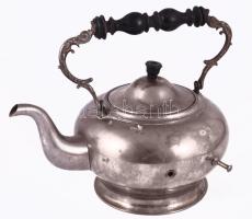 Spirituszos teafőző, kannával. Ébenfa nyéllel. Egy tartó tüske letörött 30x30 cm