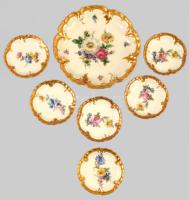 Oscar Schlegelmilch pralinékínáló szett, 6 tányérral, jelzett, d: 8-16 cm