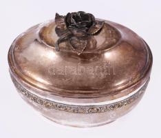 Régi ezüstözött cukordoboz, 13x10 cm