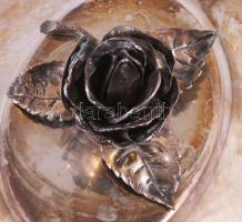 Régi ezüstözött cukordoboz, 13x10 cm