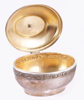 Régi ezüstözött cukordoboz, 13x10 cm