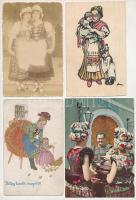 9 db MODERN és RÉGI népviseletes képeslap / 9 modern and pre-1945 folklore postcards