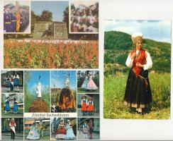9 db MODERN és RÉGI népviseletes képeslap / 9 modern and pre-1945 folklore postcards
