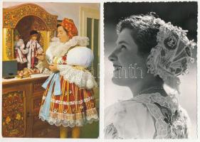 9 db MODERN és RÉGI népviseletes képeslap / 9 modern and pre-1945 folklore postcards