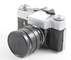 Zenit-B fényképezőgép, Helios-44-2 objektívvel, bőr tokjában