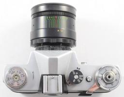 Zenit-B fényképezőgép, Helios-44-2 objektívvel, bőr tokjában