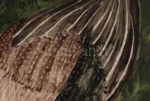 Nagy méretű fajansz tál. Kézzel festett, j.n. kis mázhibával 30 cm