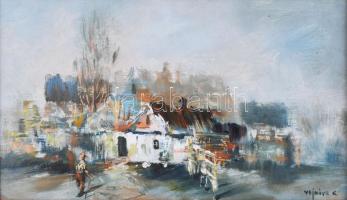 Vojnits Richárd (1942-): Tanya. Olaj, farost, jelzett. Dekoratív fakeretben, 22,5×38 cm