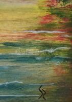 Szabó László (-): A szarvasi Bolza-kastély. Olaj, farost, jelzett. Dekoratív fakeretben, 40×30 cm