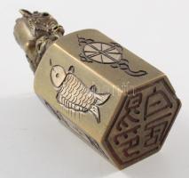 Sárkányos pecsétnyomó, bronz, kínai. 6,5 cm