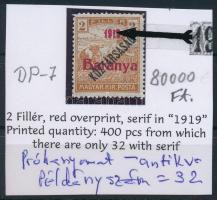 Baranya I. 1919 Arató 2f antikva számokkal / with antiqua numbers Signed: Bodor