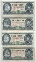 1975. 20Ft (4x) T:F, VG egyik szép papír, egyiken kézírás Adamo F16