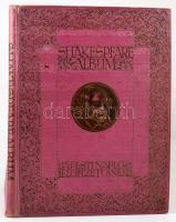 Shakespeare album. Shakespeare élete és költészete, írók tanulmányaiban, képzőművészek festményeiben, rajzaiban, rézmetszeteiben és előadóművészek alakításaiban megvilágítva. A Pesti Napló előfizetőinek készült kiadás. [Bp., 1910], Hornyánszky-ny., 1 (címkép) t.+ 132 p.+ 12 (színes, feliratozott hártyapapírral) t. Kiadói aranyozott, dombornyomott Shakespeare-portréval díszített egészvászon-kötés, a borítón kisebb foltokkal.