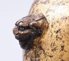 Aranyozott japán bronz váza. cca 19. sz. második fele, jelzés nélkül, kis kopással, m: 16 cm /// Gil...